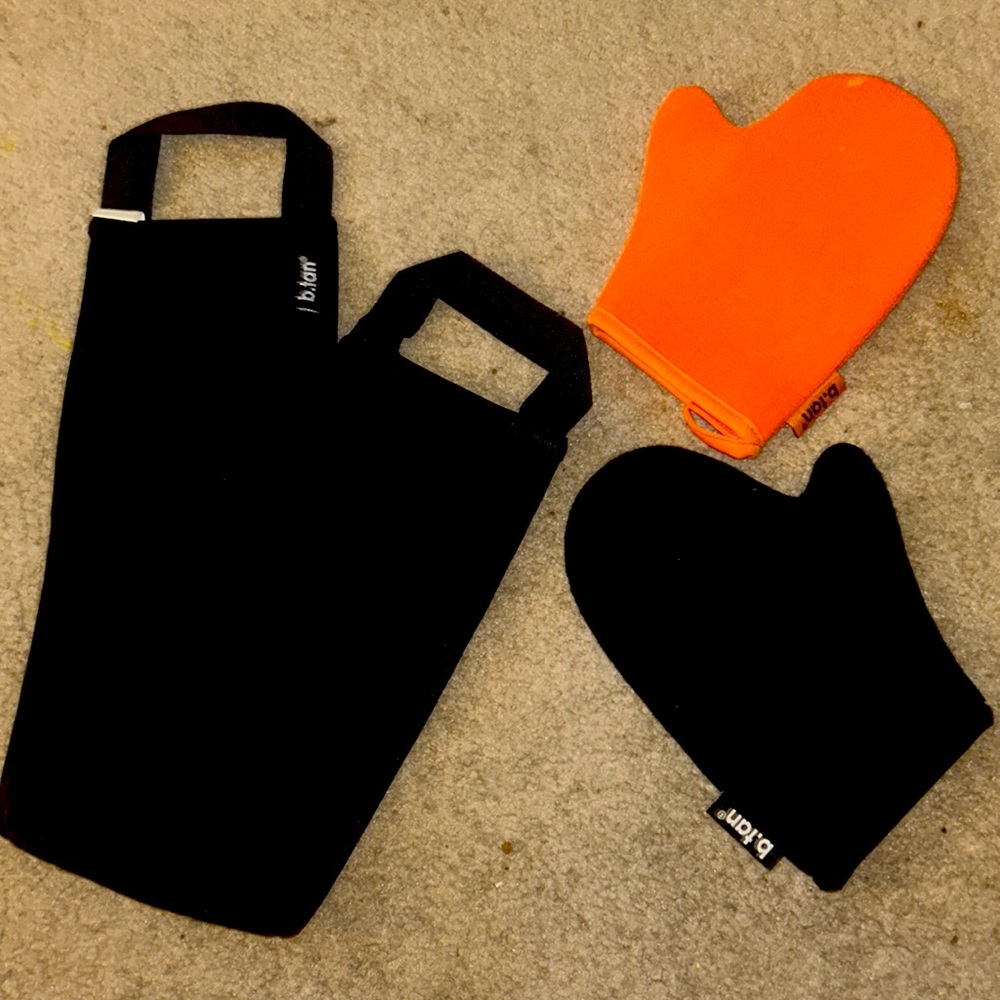 b.tan exfoliating & application glove, back applicator for hard to reach areas.